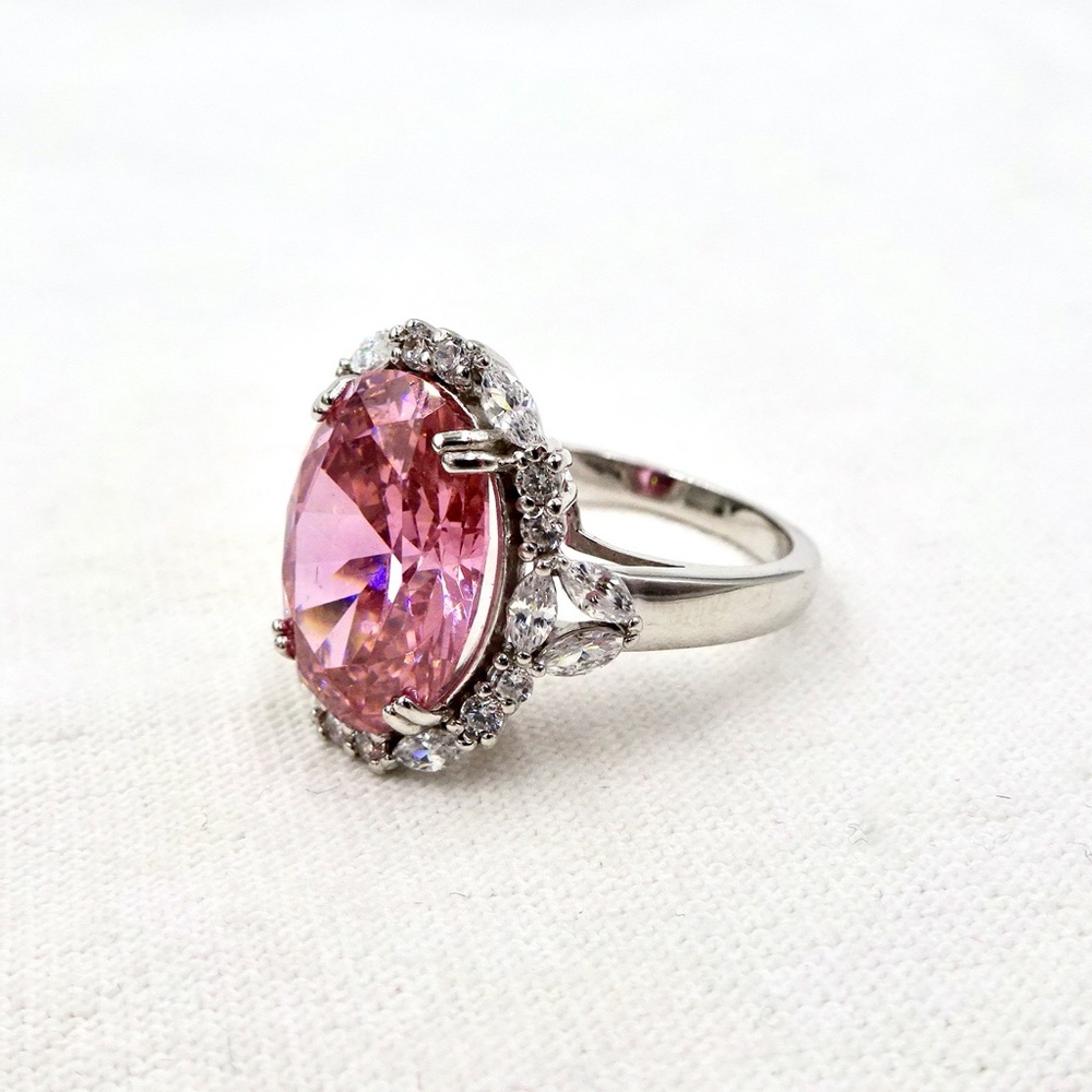 BELLA LUCE PINK CZ STERLING SILVER RING - Picture 4 of 10